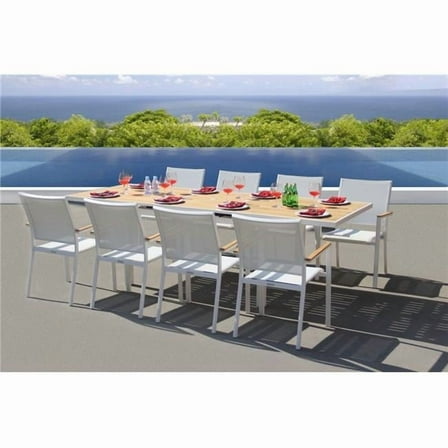 Bellini Home and Gardens Essence White 9-Piece Aluminum Dining Set with Sling Set in White