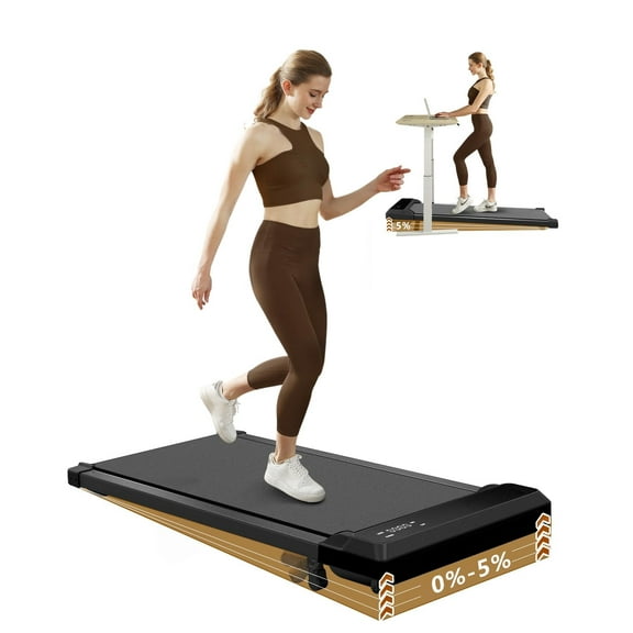 JURITS 2-in-1 Walking Pad and Jogging Under-Desk Treadmill with Remote Control, Portable LED Display, Black