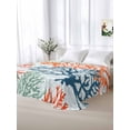 thumbnail image 5 of Boho Ocean Coral Queen Size Flat Sheet, Wrinkleproof & Fadeproof Cooling Flat Bed Sheet Only, Orange Blue Ombre Green Polka Dots Breathable Soft Bedding Top Sheets 90 x 102 Inches, 5 of 8