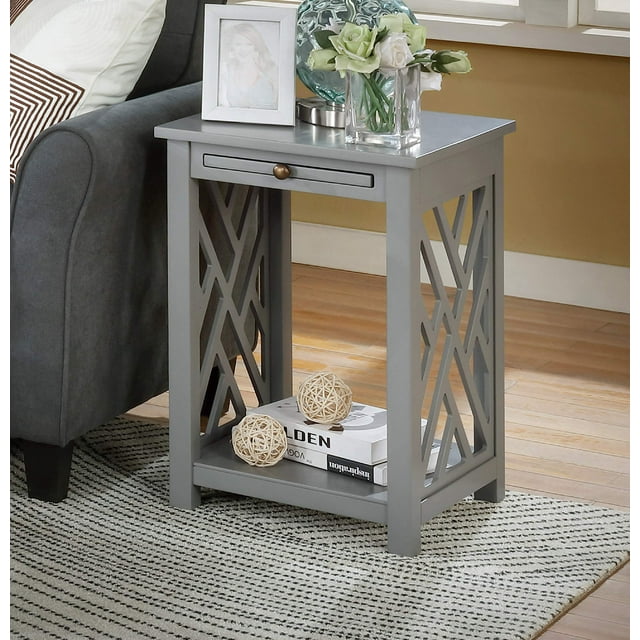 Alaterre Meuble Table d'Appoint en Bois Coventry avec Plateau et Étagère Inférieure, Gris
