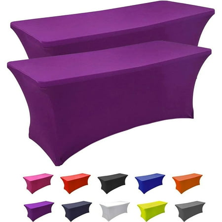

Spandex Tablecloth Fitted Rectangular Tablecloth Stretch Fabric Lycra Tablecloth 8ft Wrinkle Resistant for Party DJ Trade Show Banquet Wedding Cocktail 2pcs