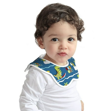 

Haiem ROMASA Muslin Baby Bibs Cotton Baby Bandana Drool Bibs for Child Absorbent Newborns Infant Burp Cloths for Teething Drooling(Dinosaur on the Beach Vacation )