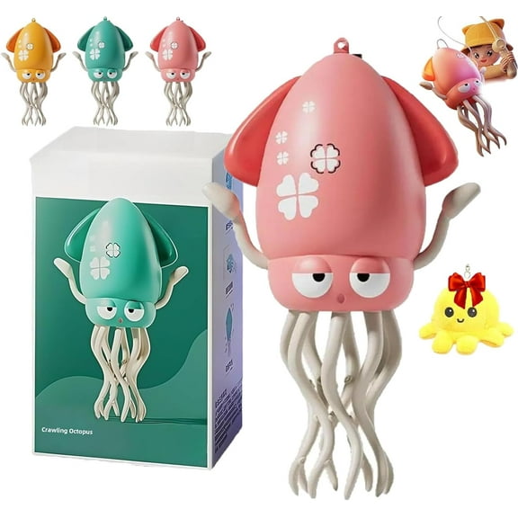 Electric Magic Dancing Octopus Toy, 2025 New Electric Auto-Avoid Crawling Octopus with LED & Music, Smart Interactive Auto-Wiggling Robotics for Indoor Play & Sensory Development (pink)