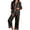 Black, variant on Womens Christmas Pajama Set Long Sleeve Collared Sleep Shirt and Lounge Pants Festive Holiday Loungewear Outfit for Home