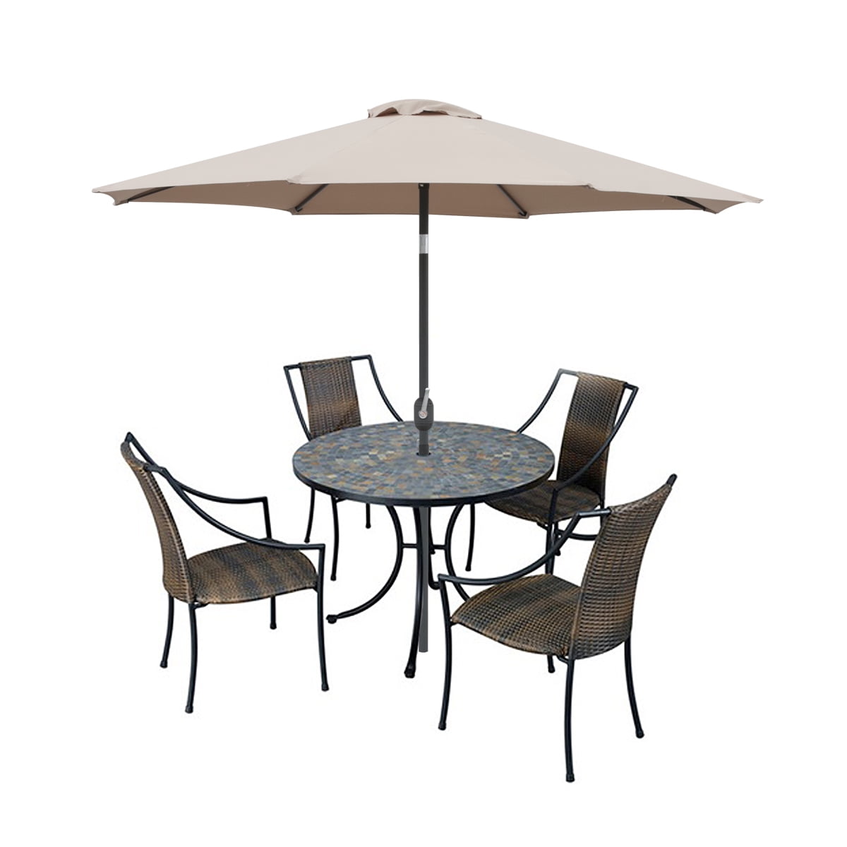 Apontus Patio Market Umbrella With Tilt And Crank 9 Ft Polyester Tan Walmart Com Walmart Com