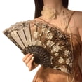 thumbnail image 4 of Shoreew Lace Rose Flower Folding Fan Vintage Lightweight Portable Summer Hand Held Fan Decoration Dance Performance Props Party Accessories, 4 of 7