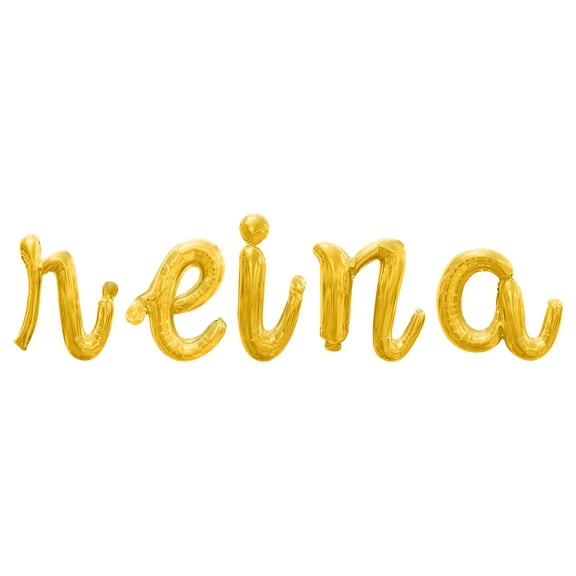 Cursive Script Letter Balloons - REINA 16" Inch Alphabet Letters Foil Mylar Balloon Birthday Party Banner (Gold)