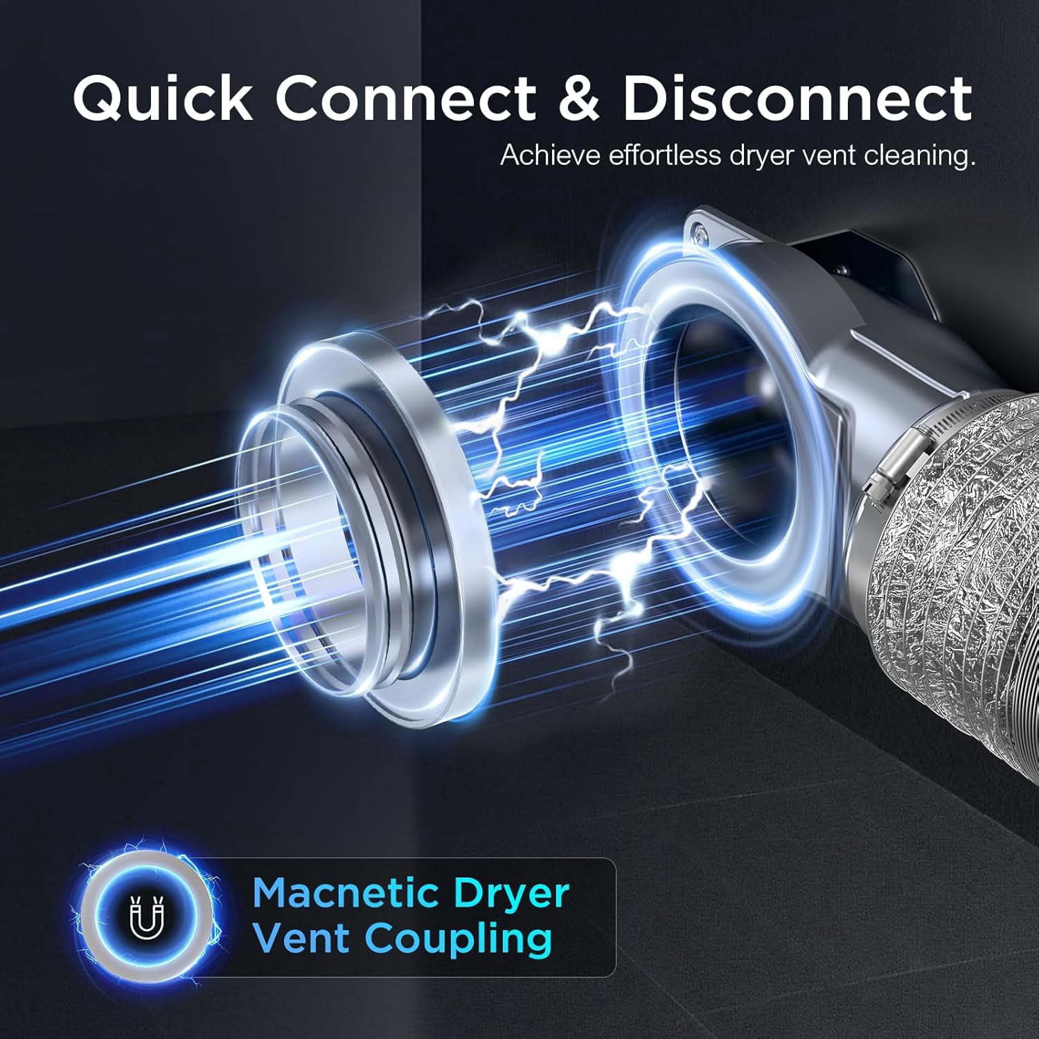Magnetic Dryer Vent Coupling DV180 Quick Connector Easy to Clean Airtight Seal Dryer Vent Connector Kit Including a 2.6ft 4" Duct and two Clamps