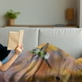 thumbnail image 3 of Hummingbird Soft Flannel Fleece Throw Blanket, Booted Racket Tail Feeding Nectar from Tiger Lily Blur Background Photo, Cozy Plush for Indoor and Outdoor Use, 70" x 90", Orange Green, by Ambesonne, 3 of 5