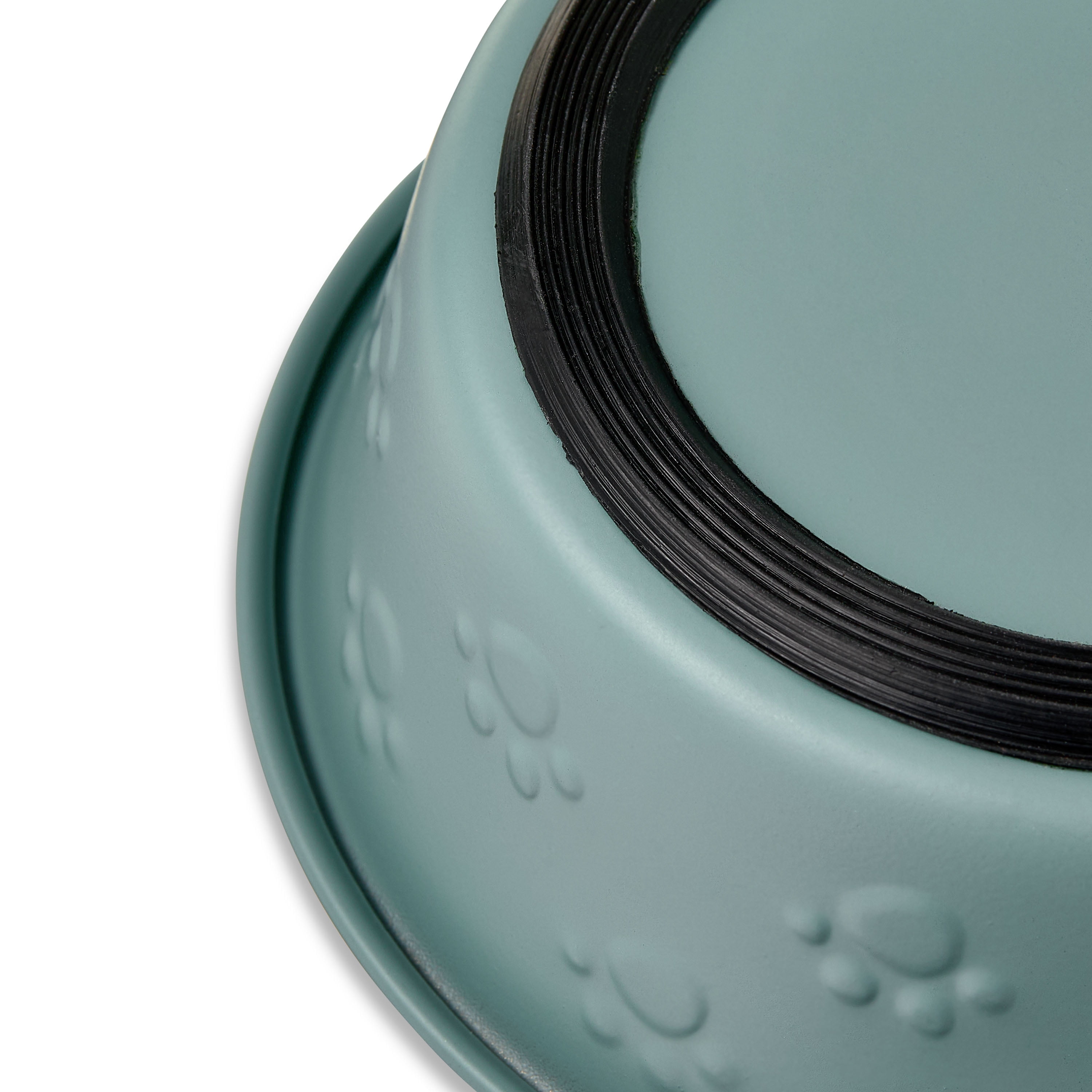 Vibrant Life Small Stainless Steel Embossed Dog Bowl, Green Paws