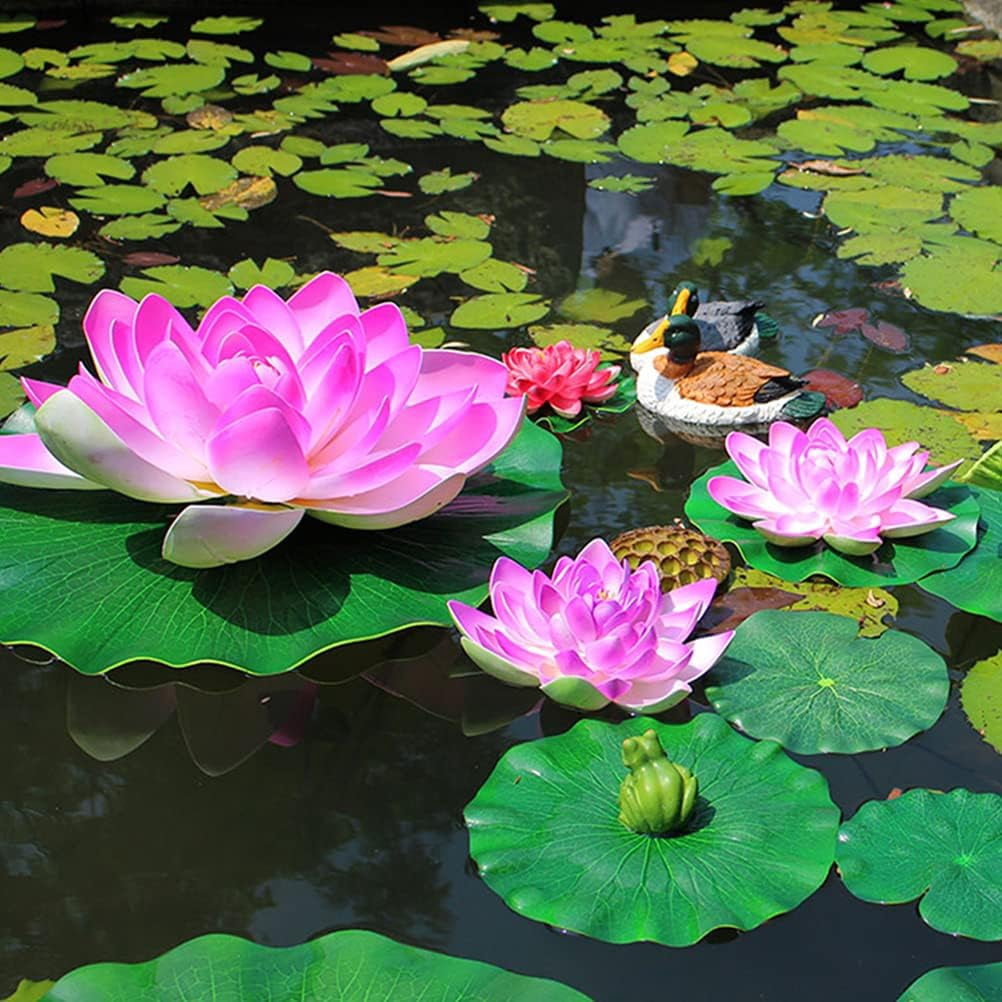 ABCISI Lily Pads for Ponds Artificial Floating Foam Lotus Leaves, 2PCS Realistic Lily Pads Leaves 23.6 Inch Large Artificial Water Lily Pads Ornaments for Pond Pool Aquarium Water Decoration