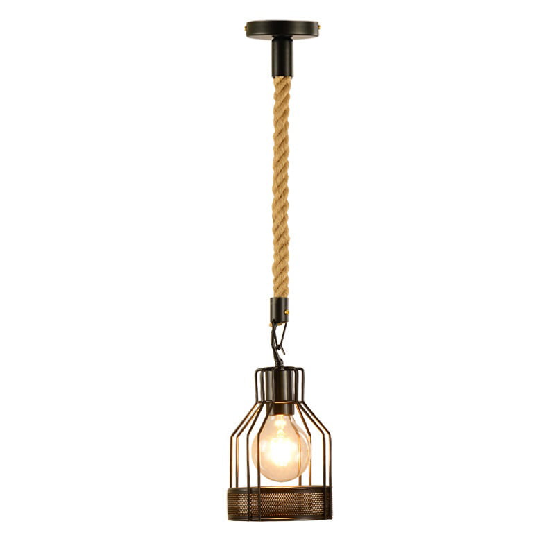 E27 Industrial Pendant Lamp Single Head Retro Vintage Edison Rope Ceiling Light 