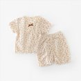 thumbnail image 2 of KPOPLK Toddler Baby Girl Summer Clothes Knit Cotton Cute Summer Outfits Short Sleeves 2 Pieces Shorts Set 12M - 5T(5-6 Years,Brown), 2 of 4