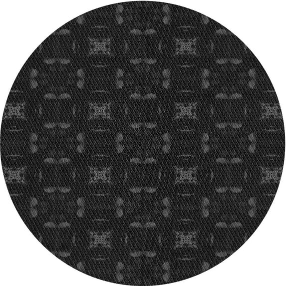 Ahgly Company Indoor Round Patterned Night Black Area Rugs, 8' Round