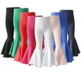 thumbnail image 2 of Chenyin Newborn Baby Girl's Flare Leggings Solid Color Flare Pants Stretch Cotton Casual Trousers Kids Girls Bell Bottoms for 3 Months-6 Years, 2 of 9