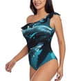 thumbnail image 3 of Picia Vintage Blue Pattern Whale Pattern Women's One Piece Swimsuits,One Shoulder Swimwear Asymmetric ,Ruffle Monokinis Bathing Suits,High Waisted Flattering Bathing Suits-Medium, 3 of 8