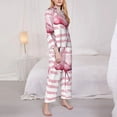 thumbnail image 3 of Fuzoiu Flamingo Print Women's Long-Sleeved Pajama,Lounge Button Down Nightwear,Womens Notch Collar Pajama Set-, 3 of 7