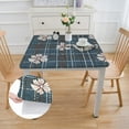 thumbnail image 2 of HAOXIT Oilcloth Tablecloth Rectangular Spillproof Oilcloth Vynle Tablecloth Rustic Outdoor rv Picnic Tablecloths - Navy Blue Plaid white, 2 of 7
