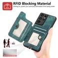 thumbnail image 6 of Phone Case for Samsung Galaxy S21 Ultra 5G Wallet Cell Cover with Tempered Glass Screen Protector Slim Lanyard Wrist Strap RFID Ring Stand Credit Card Holder Slot S21ultra 21S S 21 21ultra G5 Green, 6 of 12