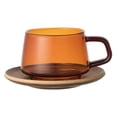 thumbnail image 1 of Taza y platillo KINTO SEPIA, 270 ml, vidrio resistente al calor, color ámbar, 1 of 6