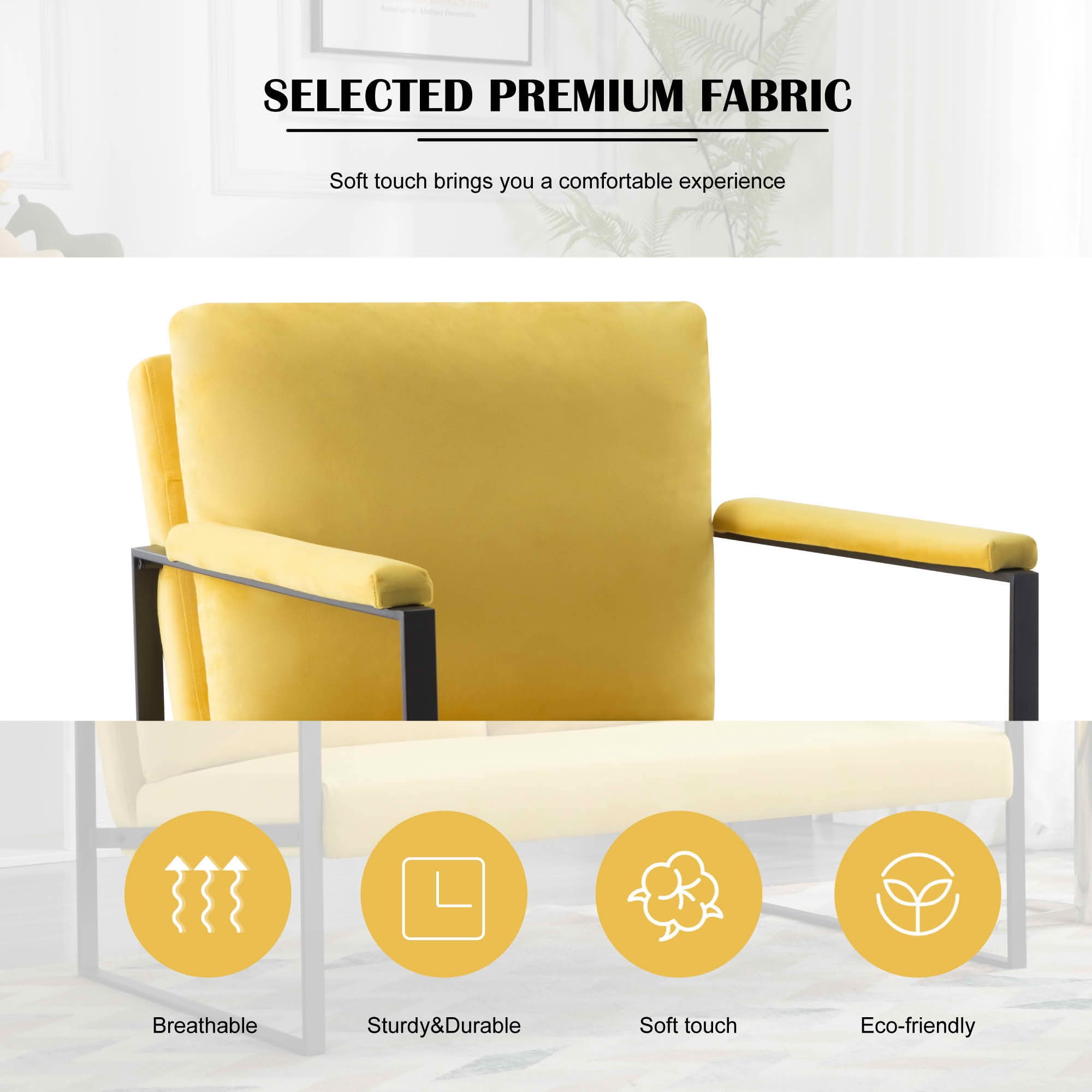 MAYEERTY 26.8 Inch +49.2 Inch 2 Pieces Accent Armchair - Padded Square Arms, Sturdy Metal Frame, Compressed Cushions，