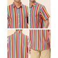 thumbnail image 6 of Lars Amadeus Men's Summer Striped Shirt Short Sleeve Button Down Beach Shirts, 6 of 6