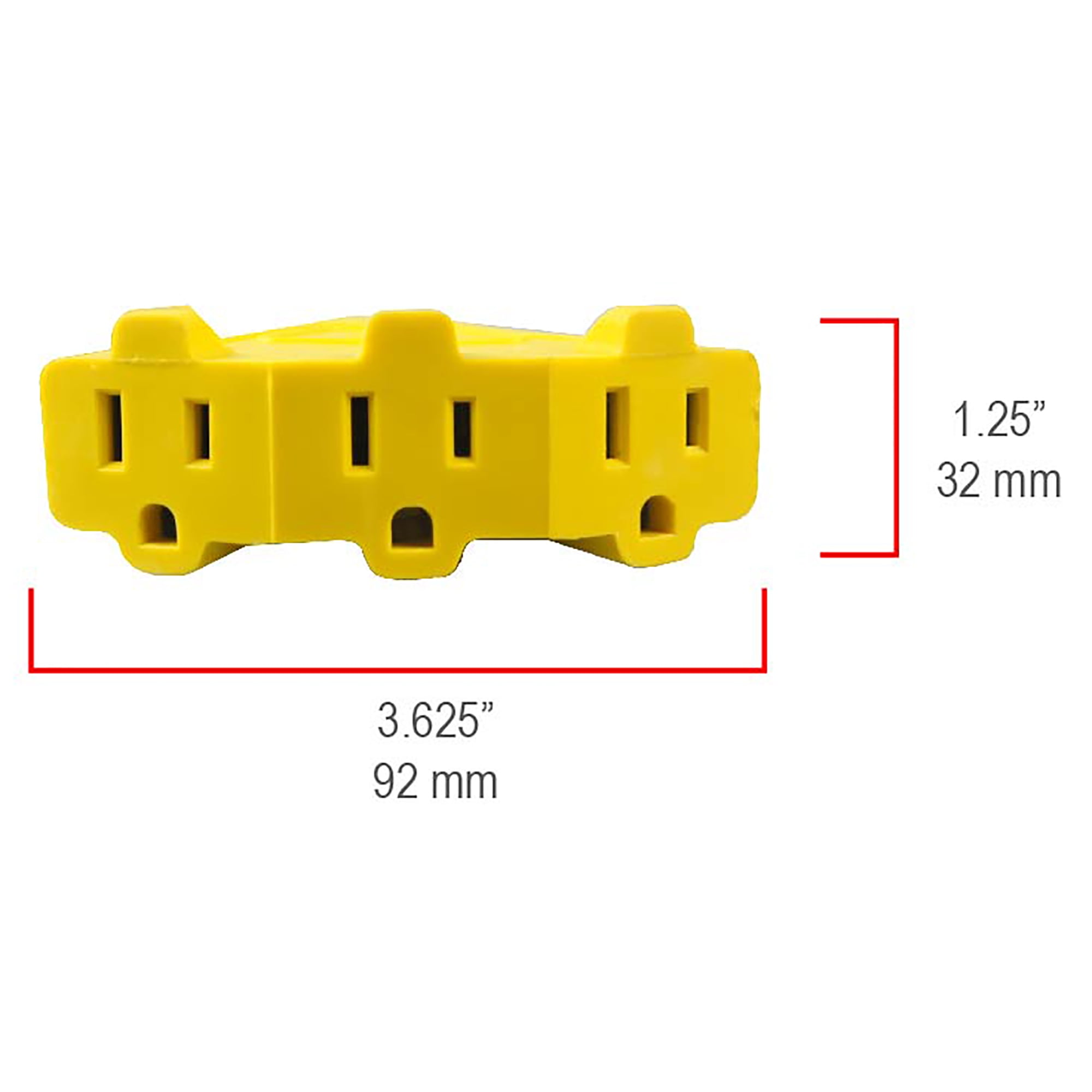 (2 pack) Hyper Tough 2 Foot Heavy Duty Adapter Extension Cord,15 Amps,  Yellow