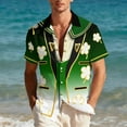 thumbnail image 4 of SGFCWSX St. Patrick's Day Men's Short Sleeve Button Down Shirt Tuxedo Shamrock Print Casual Party Shirt Green Size M, 4 of 9