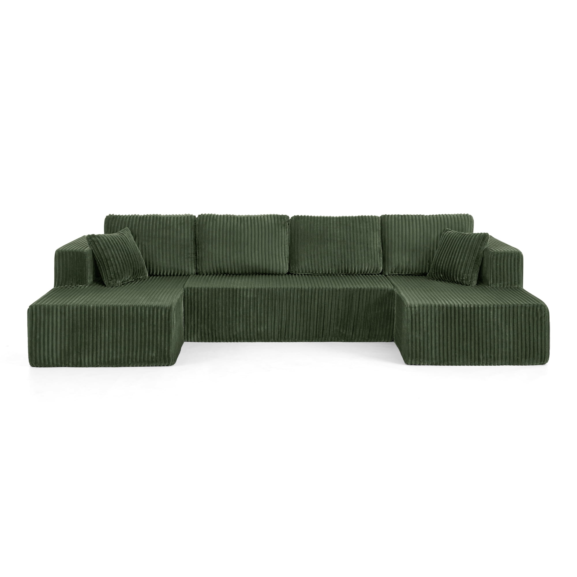 U Shape Modular Sectional Sofa with Chaise, Modern Minimalist Corduroy Couch with Sleeper Design, Comfy Space-Efficient Modular Sofa Set for Living Room, Apartment