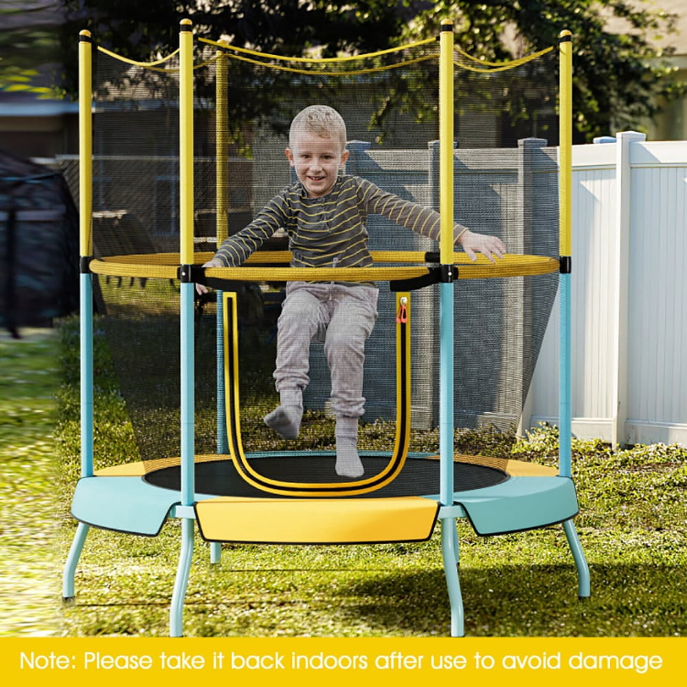 Yardi Yarda 48" Toddler Trampoline with Safety Enclosure Net-Yellow, Bounce Trampoline for Garden, Park