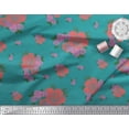 thumbnail image 2 of Soimoi Green Silk Fabric Leaves & Rose Floral Printed Fabric 1 Yard 42 Inch Wide, 2 of 3