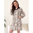 thumbnail image 2 of DARING DIVA Women's Striped Button Down Long Sleeve Pajama Dress S Black Stripe, 2 of 6