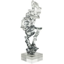 8" x 18" Clear Glass Handmade Freeform Abstract Sculpture with Clear Square Base, by DecMode