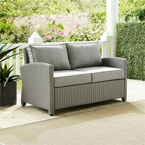 Crosley Bradenton Wicker Patio Loveseat in Gray Walmart