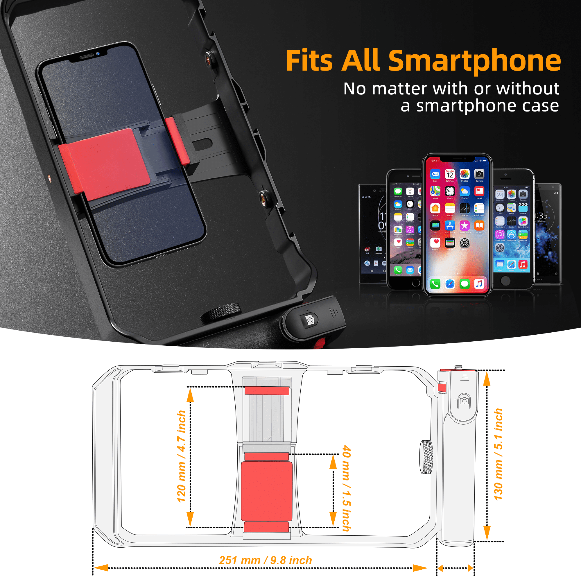 Zeadio Smartphone Camera Stabilizer with RGB Light & Microphone, Compatible with DSLR, iPhone & Android