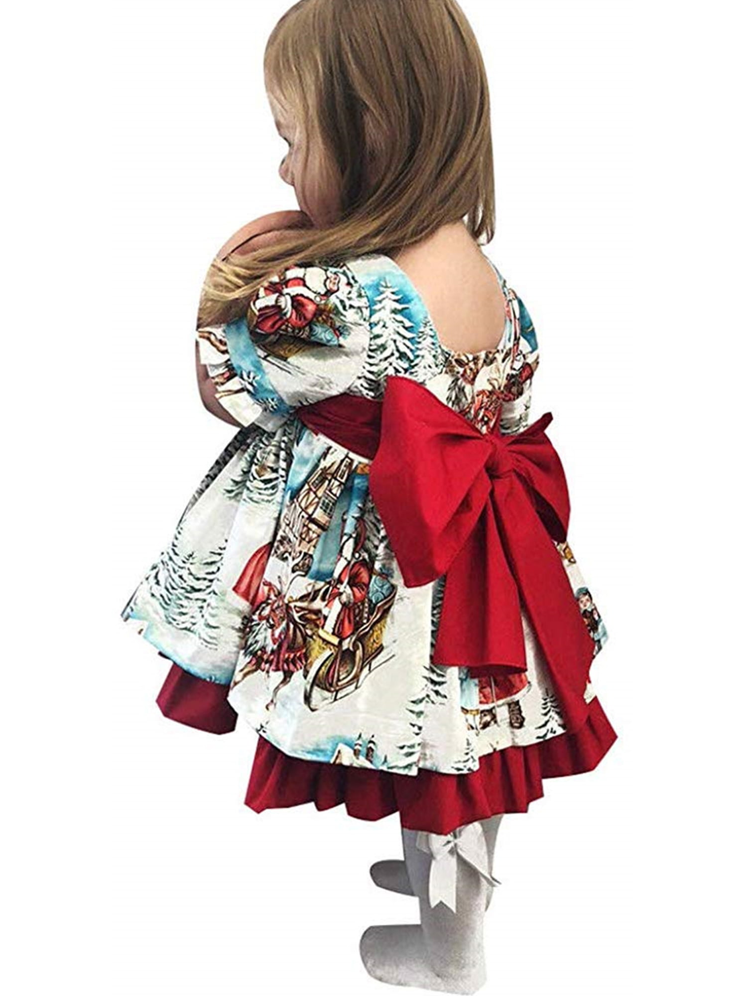 Christmas Newbron Baby Girls Santa Tutu Dress Xmas Party Princess Dresses Outfit