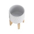 thumbnail image 2 of Sagebrook Home Ceramic 5" Planter On Wooden Stand, White, Round, Ceramic, Contemporary, 5"L X 5"W X 6"H, Bubble, 2 of 8