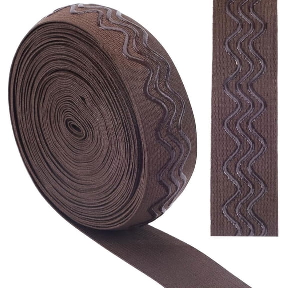 10 Yards 28mm Wide Non-Slip Elastic Ribbon Wave Silicone Elastic Gripper Band Tape Stretch Rubbers Elastic Straps Belt Waistband for DIY DIY Garment Sewing Crafts Sports Shorts Coconut Brown