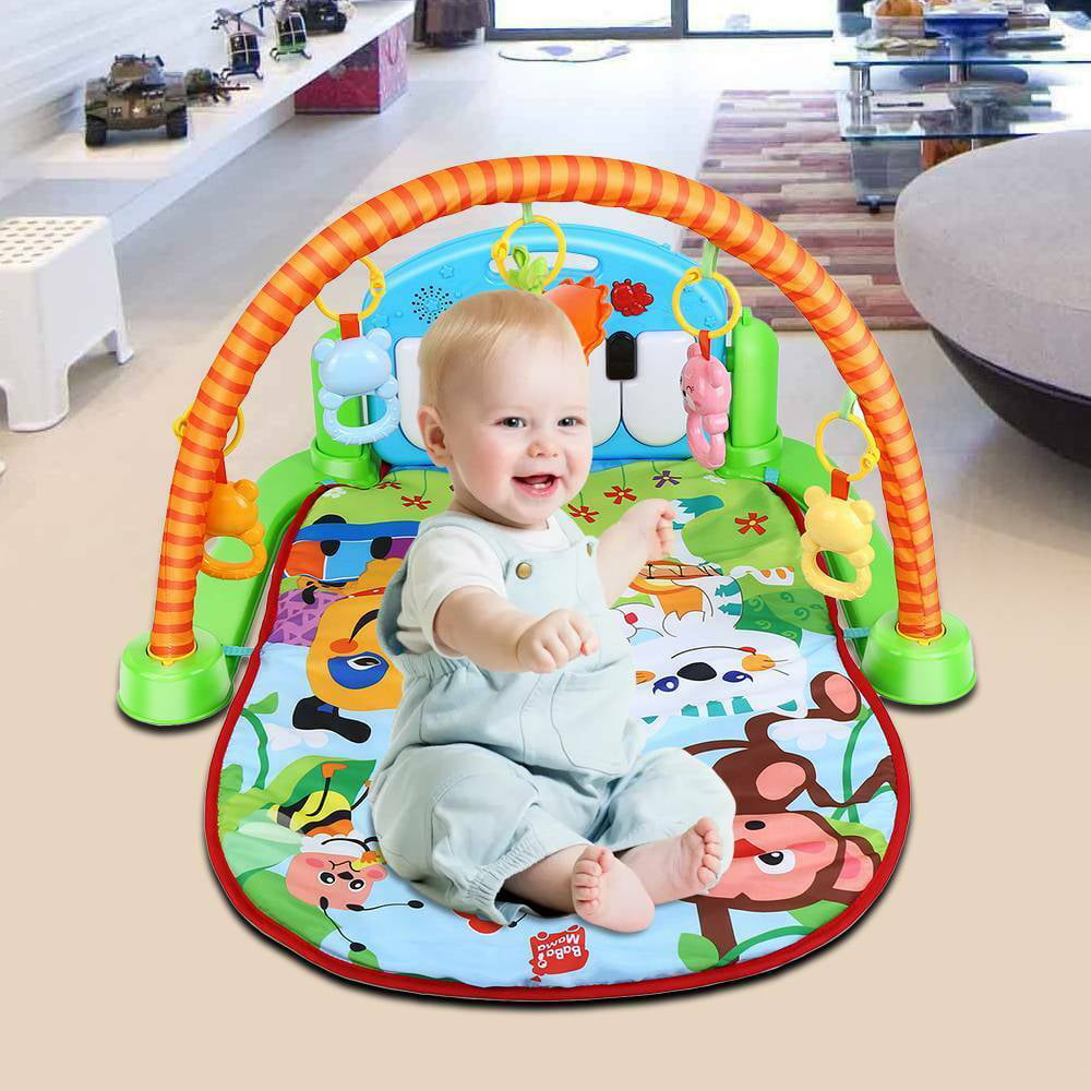 3-in-1 Newborn Baby Play Mat Fitness Floor Gym Mat Piano Music Lay&Play Kids'Toy 