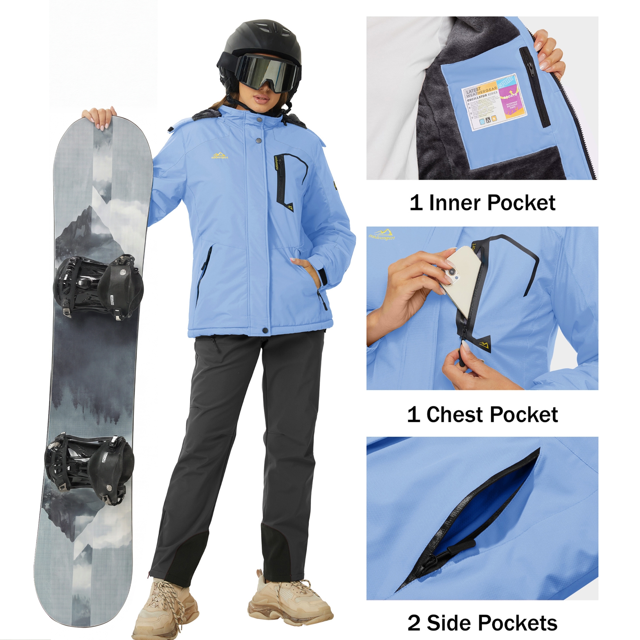 TACVASEN Women's Waterproof Ski Jacket photo 2