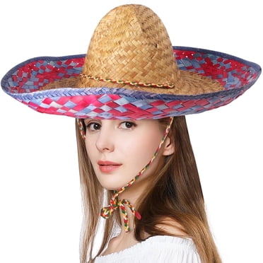 GIFTEXPRESS Adults Mexican Sombrero Hat With Serape Trim