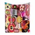 thumbnail image 1 of Music Soft Flannel Fleece Throw Blanket, Complex Graphic with Various Musical Properties Keyboard Festival Piano Design, Cozy Plush for Indoor and Outdoor Use, 50" x 60", Multicolor, by Ambesonne, 1 of 6
