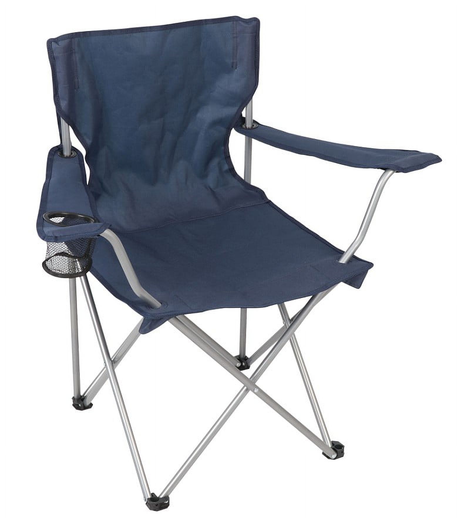 Ozark Trail Basic Quad Folding Camp Chair With Cup Holder, Blue, Adult - image 3 of 14