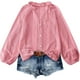 thumbnail image 3 of Blusa de manga larga,Blusa de mujer de color liso, con encaje, escote en V, manga larga, poliéster, informal, para uso doméstico y diario, sopatenor, 3 of 9