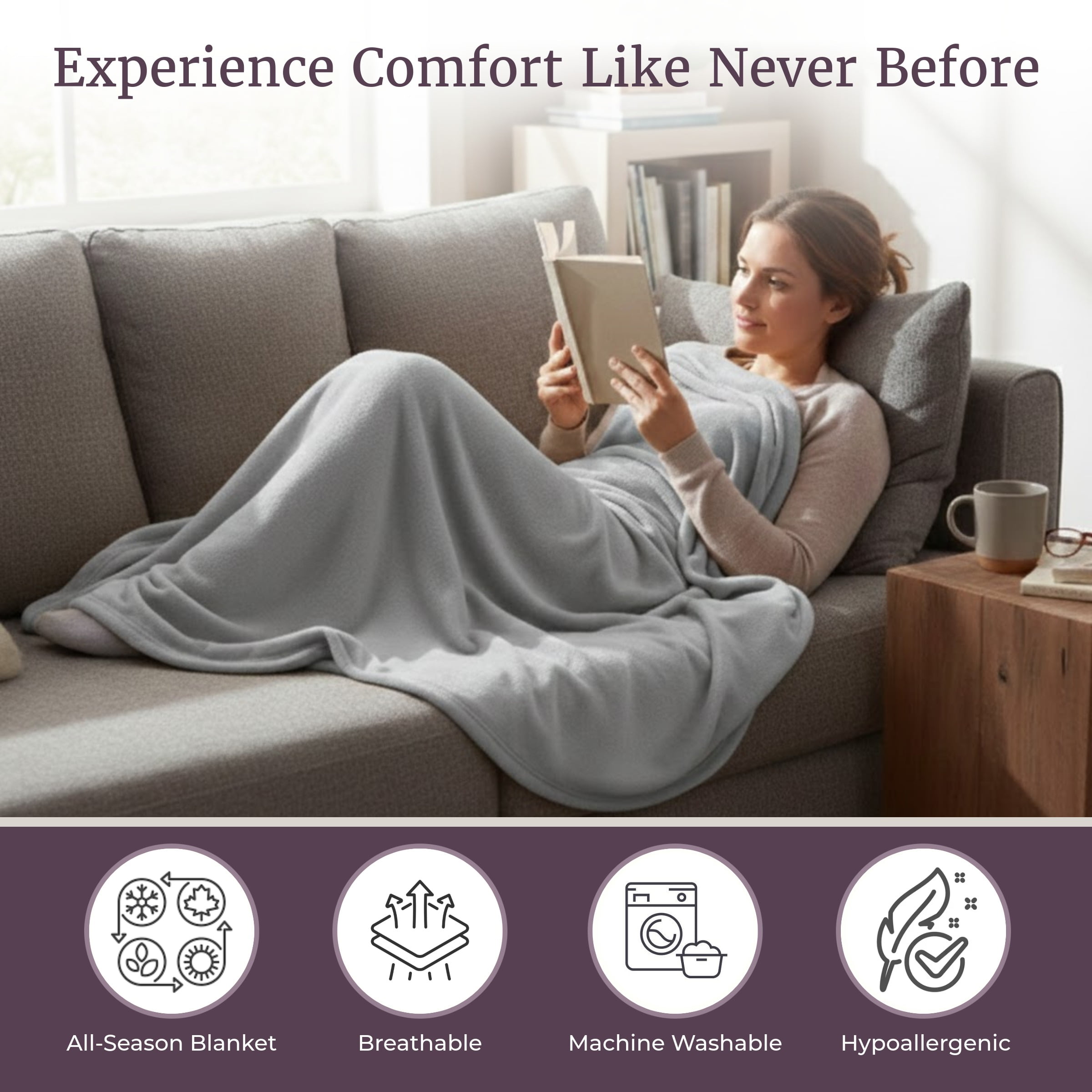 Lavish Home Lightweight Microfiber Throw Blanket for Adult (Dawn Gray)
