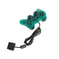 thumbnail image 4 of Para controlador de juegos con cable PS2, agarre cómodo, duradero, doble vibración, con cable, transparente, color verde, 4 of 7