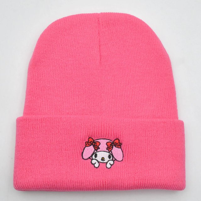 Hellokittys-gorro de punto bordado Kawaii Kuromi, lindo Sanrio, cálido, grueso, dibujos animados, Cinnamoroll, regalo de cumpleaños, invierno, nuevo LIUWENJING unisex