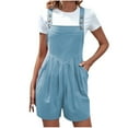 thumbnail image 2 of UYISJ Women's Short Rompers Summer Casual Sleeveless Adjustable Strap Loose Fit Short Cotton Overalls Jumpsuit with Pockets Light Blue L, 2 of 7