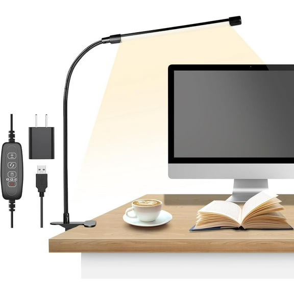 Clip-on Reading Lights for Books in Bed - Headboard Table Desk Piano LED Lamp Gooseneck with Clamp