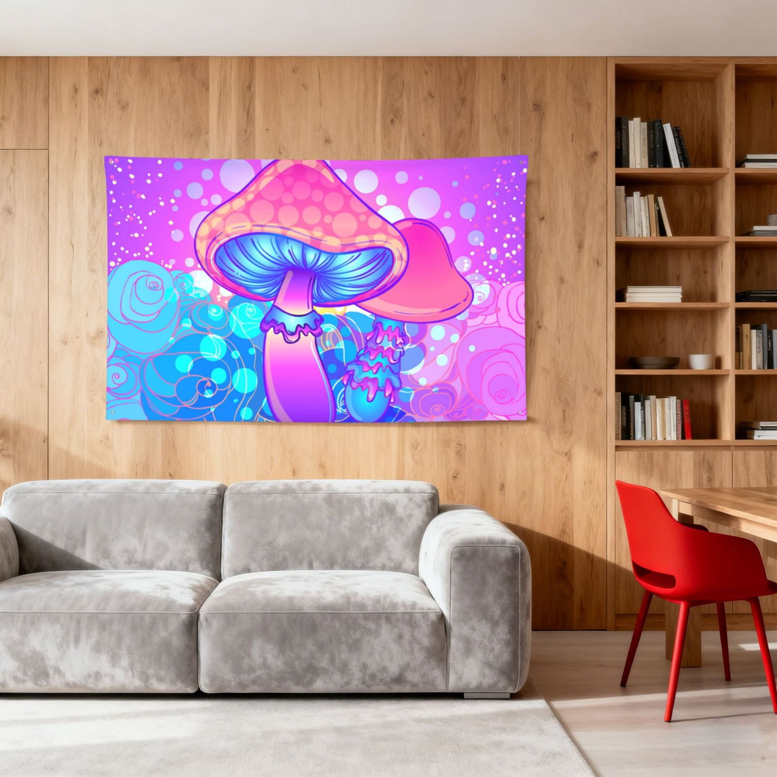 Magic Mushroom Geometry Psychedelic Four Hole Decorated Banner Flag for Garden Yard Home Decoration Indoor Outdoor 4x6 Ft